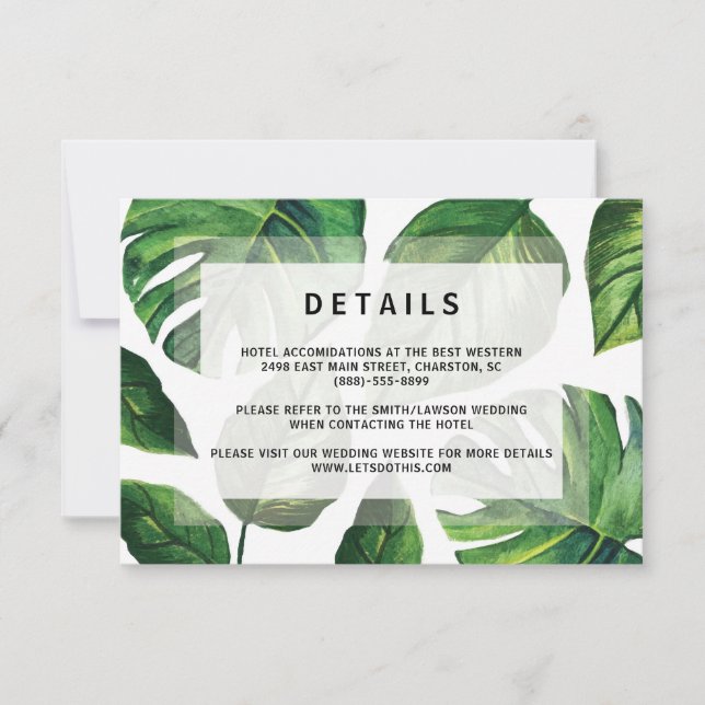 Tropical Wedding bjudande, Beach Wedding Card, Inbjudningar (Framsida)