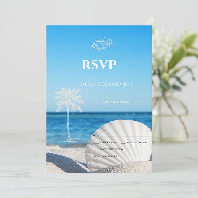 Tropical Wedding Ocean Beach RSVP   Inbjudningar (Stående Fram)