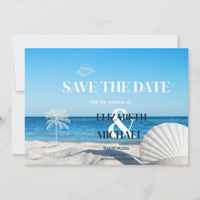 Tropical Wedding Ocean Beach Save The Date Spara Datumet (Framsida)