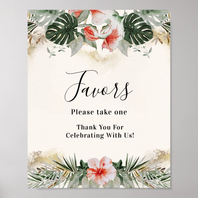 Tropical Weding | Handflatan Monstera-favoriter Po Poster (Framsidan)