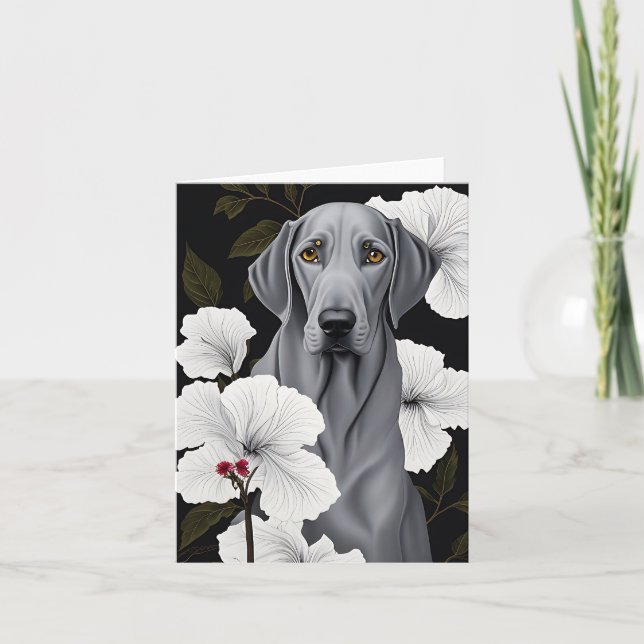 Tropical Weimaraner Folded Notecard Tack Kort (Framsida)