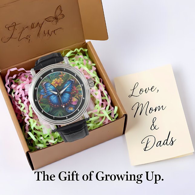 Tropical Whisper" - Blue Butterfly Armbandsur (Skapare uppladdad)