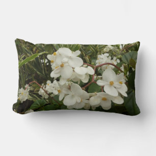 Tropical White Begonia Blommigt Lumbarkudde