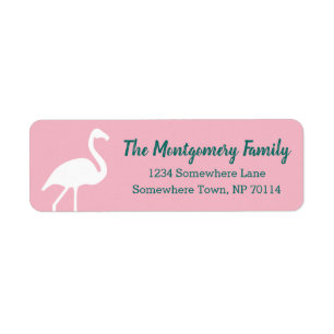 Tropical White Flamingo Silhouette & Family Namn Returadress Etikett