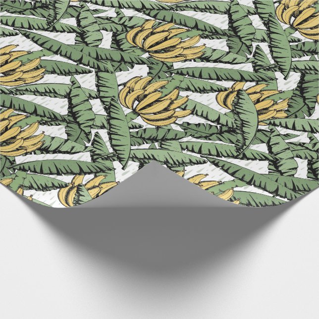 Tropical White och Gult Banana and Lövs Presentpapper (Hörn)