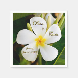 Tropical White Plumeria - New Beginnings - Bröllop Pappersservett