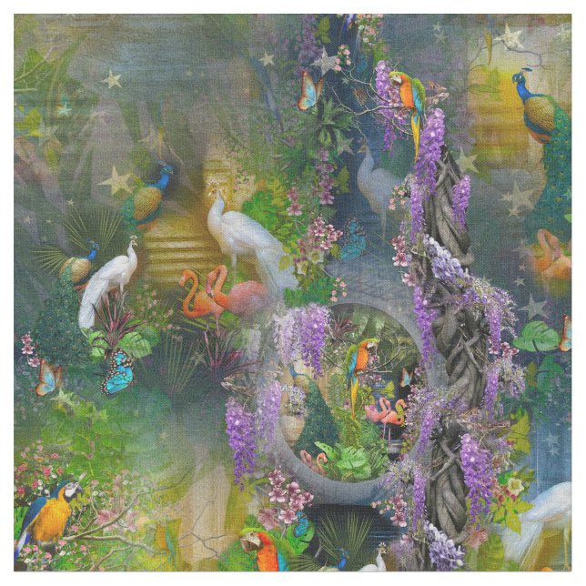 Tropical Wisteria Paradise vid Golden Palace Tyg (Närbild)