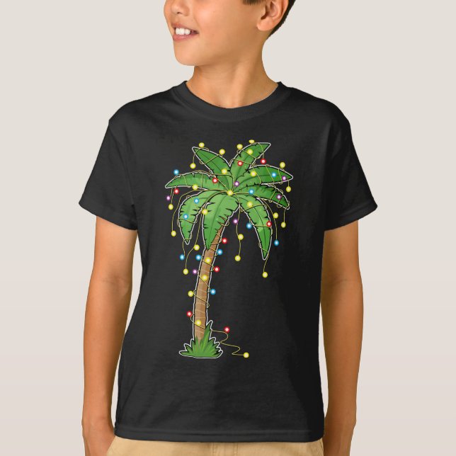 Tropical Xm Ljus Handflatan Träd T Shirt (Framsida)