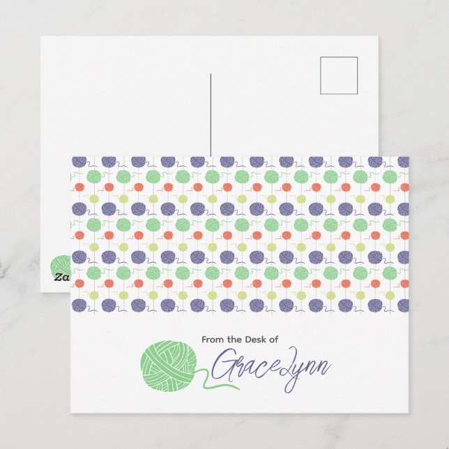 Tropical Yarn Boll String Mönster Vykort (Fram/baksida)