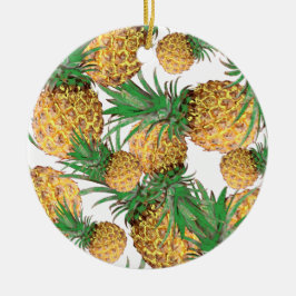 Tropical Yummy Pineapple Mönster Julgransprydnad Keramik