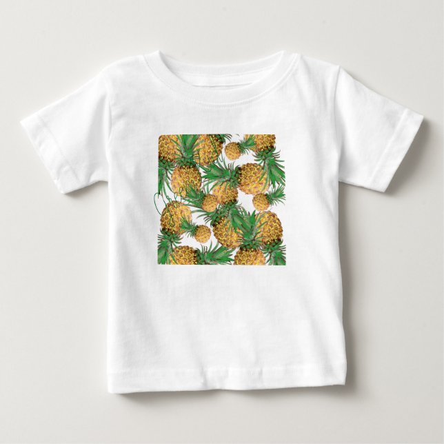 Tropical Yummy Pineapple Mönster T Shirt (Framsida)