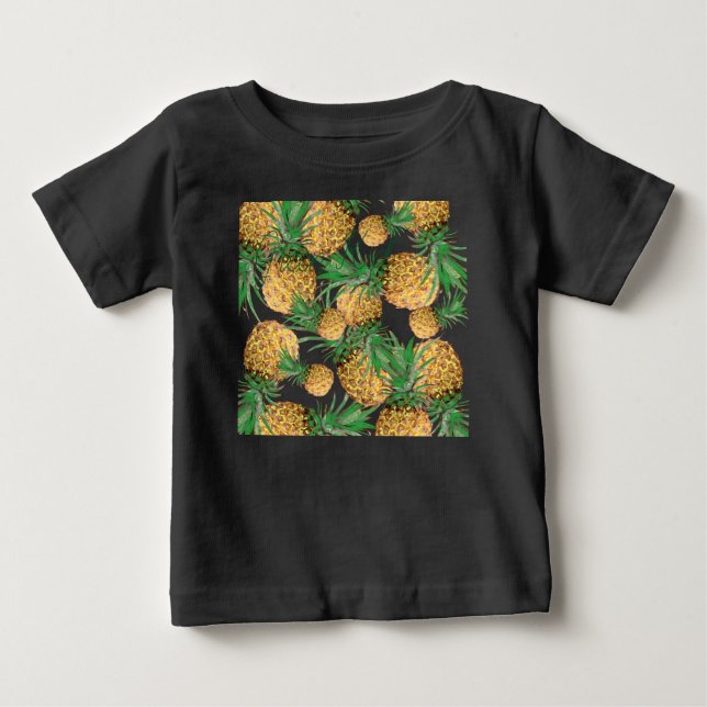 Tropical Yummy Pineapple Mönster T Shirt (Framsida)
