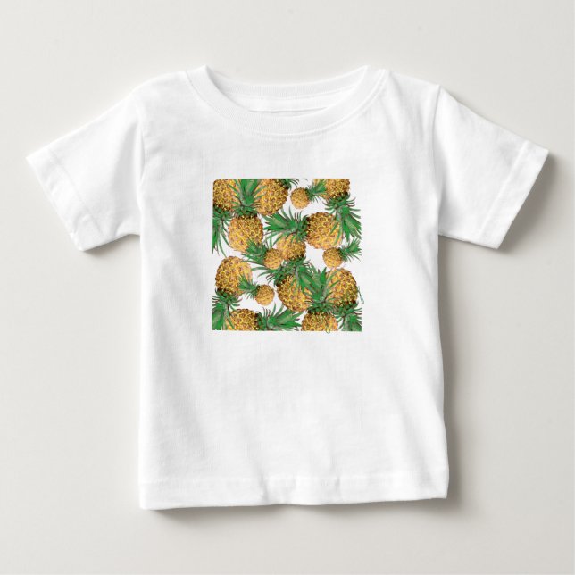 Tropical Yummy Pineapple Mönster T Shirt (Framsida)