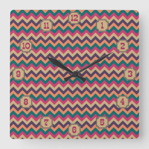 Tropical Zigzag Clock Fyrkantig Klocka
