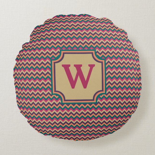 Tropical Zigzag Round Pillow Rund Kudde (Framsidan)