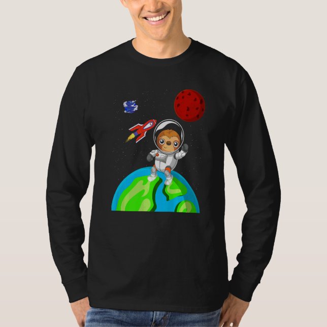 Tropical Zoo Animal Rymden Rocket Astronaut S T Shirt (Framsida)