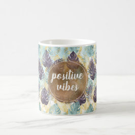 Tropicala lila gröna guldlöv Positiva vibrationer Kaffemugg