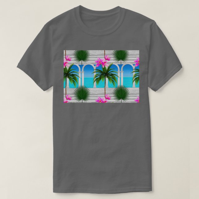 Tropicalseapalmleaf treeArcharchesarcadecolumnssta T Shirt (Design framsida)