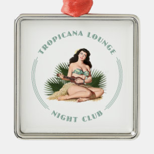 Tropicana Night Klubb 1 Tropicana Lounge Hula Girl Julgransprydnad Metall