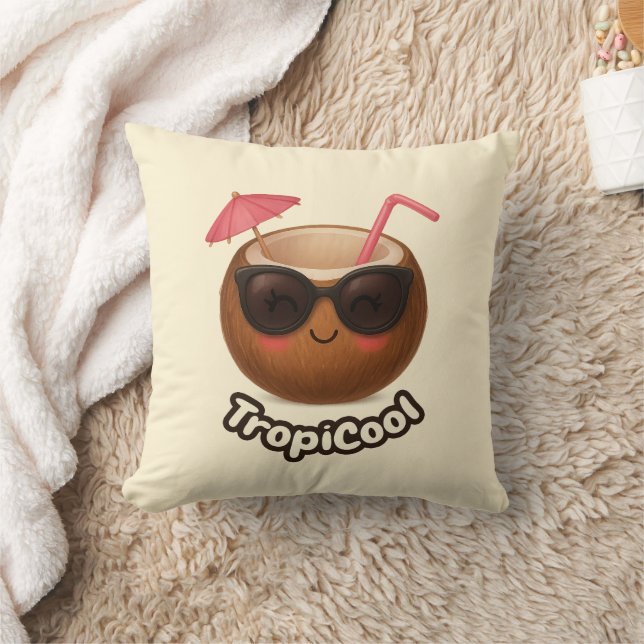 TropiCool Coconut - Cute Summer Dekorativ kudde (Filt)