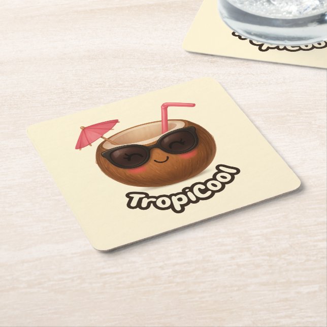 TropiCool Coconut - Roligt Sommar Papper Underlägg Kvadrat (Vinklad)