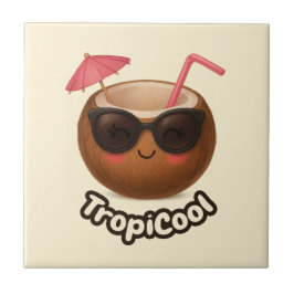 TropiCool Coconut - Roligt Tropical Ceramic Tile Kakelplatta