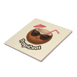 TropiCool Coconut - Roligt Tropical Ceramic Tile Kakelplatta