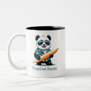 TropiCool Panda - Cute Tecknad Panda - Hawaiian Två-Tonad Mugg