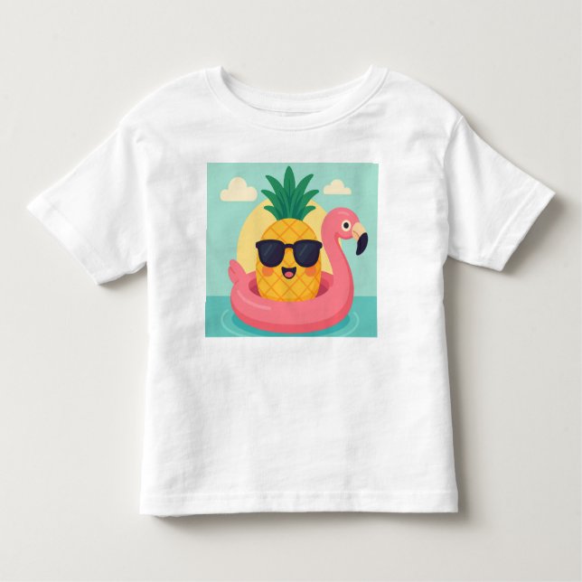 TropiCool-Pineapple Flamingo Flyter Summer T-Shirt (Framsida)