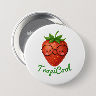 TropiCool Strawberry - Cute Glossy Button Pin Knapp