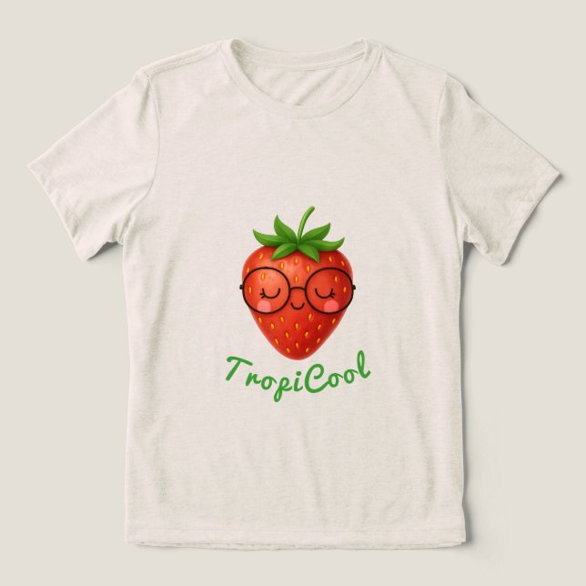 TropiCool Strawberry - Cute Summer T Shirt (Design Framsida)