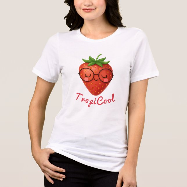 TropiCool Strawberry - Cute Summer T-Shirt (Framsida)