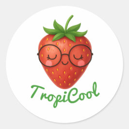 TropiCool Strawberry - Roligt & Fresh Fruit Sticke Runt Klistermärke