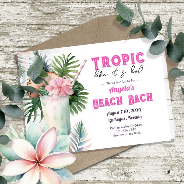 Tropik Beach Bachelorette Party och Itinerary Inbjudningar (Skapare uppladdad)