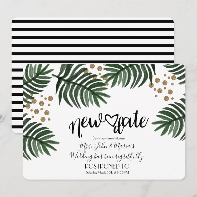 Tropik Nytt datum för uppskjutande av uppskjutning Inbjudningar (Fram/baksida)