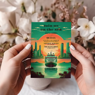 Tropik Sjölandskap Beach Cruise Bröllop Inbjudningar