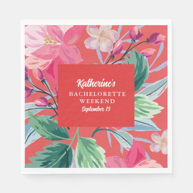 Tropik som dess hett orange Bachelorette-parti Pappersservett (Framsidan)