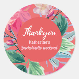 Tropik som dess hett orange tropiska bachelorette runt klistermärke