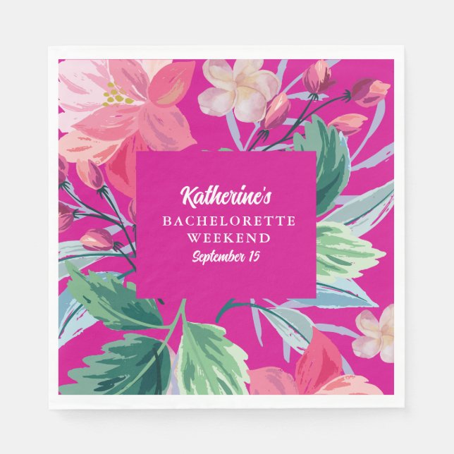 Tropik som shock rosa Bachelorette-partiet Pappersservett (Framsidan)