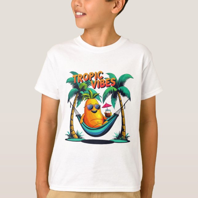 Tropik Vibes: Coola Papaya Lounging i Hammock T Shirt (Framsida)