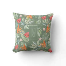 Tropikar Flower Foliage Fantasy med Monogram