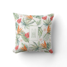 Tropikar Flower Foliage Fantasy med Monogram