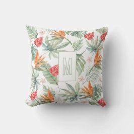 Tropikar Flower Foliage Fantasy med Monogram Kudde