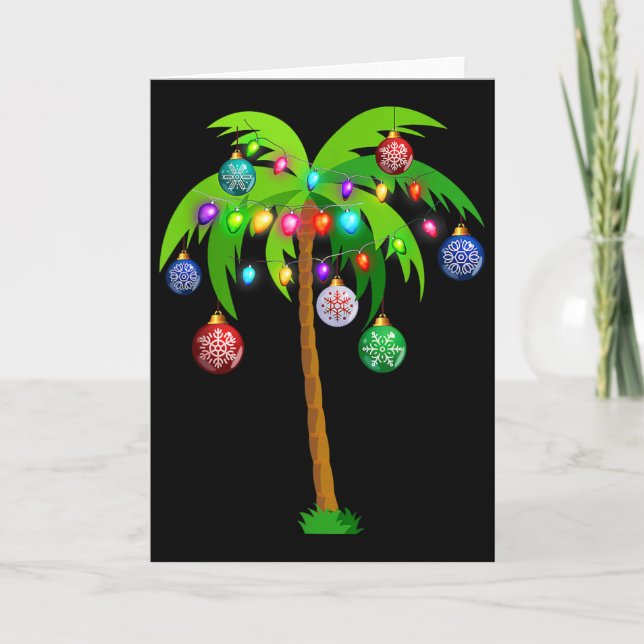 Tropiken Hawaii Beach vid jul Ljus Handflatan Träd Kort (Framsida)