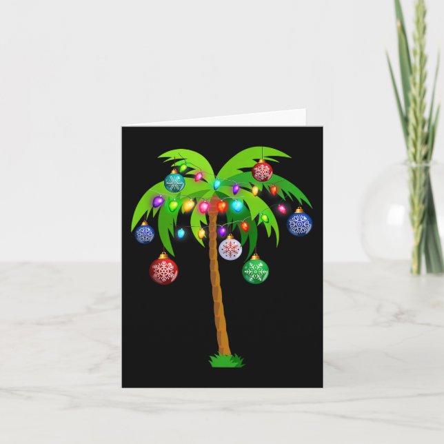Tropiken Hawaii Beach vid jul Ljus Handflatan Träd Kort (Framsida)
