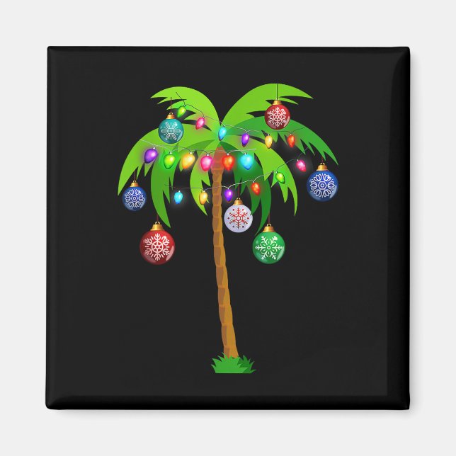 Tropiken Hawaii Beach vid jul Ljus Handflatan Träd Magnet (Framsidan)