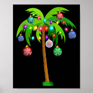 Tropiken Hawaii Beach vid jul Ljus Handflatan Träd Poster