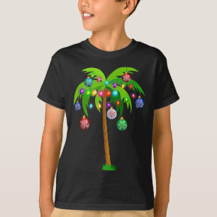 Tropiken Hawaii Beach vid jul Ljus Handflatan Träd T Shirt