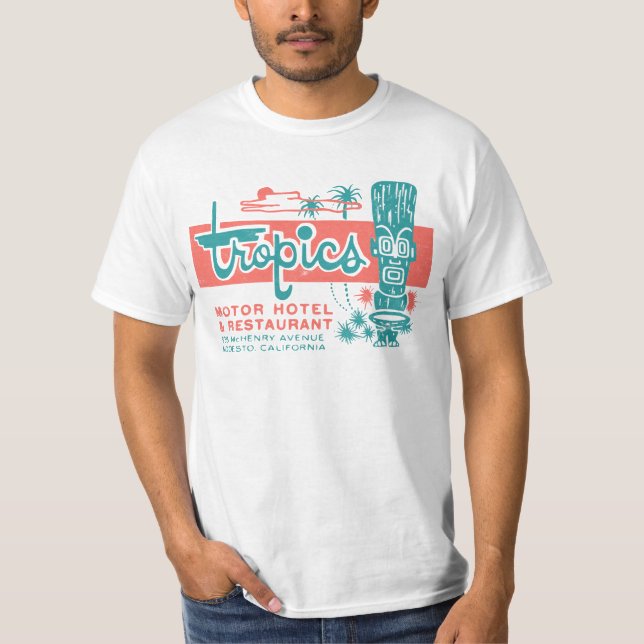 Tropikerna Motor Hotel/Hawaiian Stil/Tiki Pub  T Shirt (Framsida)
