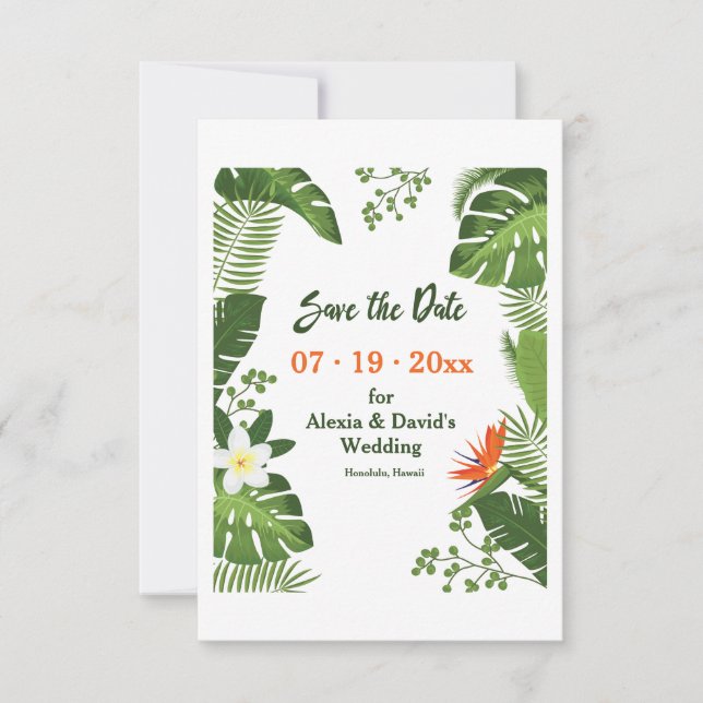 Tropikernaspara datum meddelande inbjudningar (Framsida)